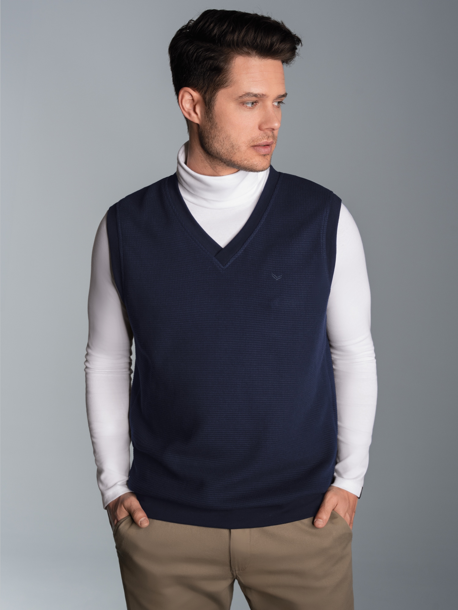 Pullunder in Waffeloptik Navy