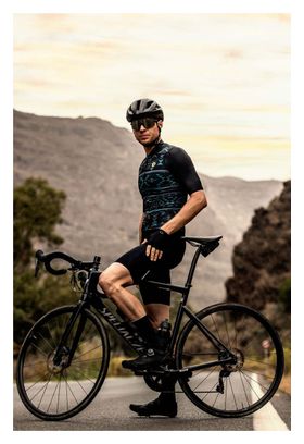 Maillot Manches Courtes Velo Rogelli Aztec - Homme - Noir/Bleu/Lime