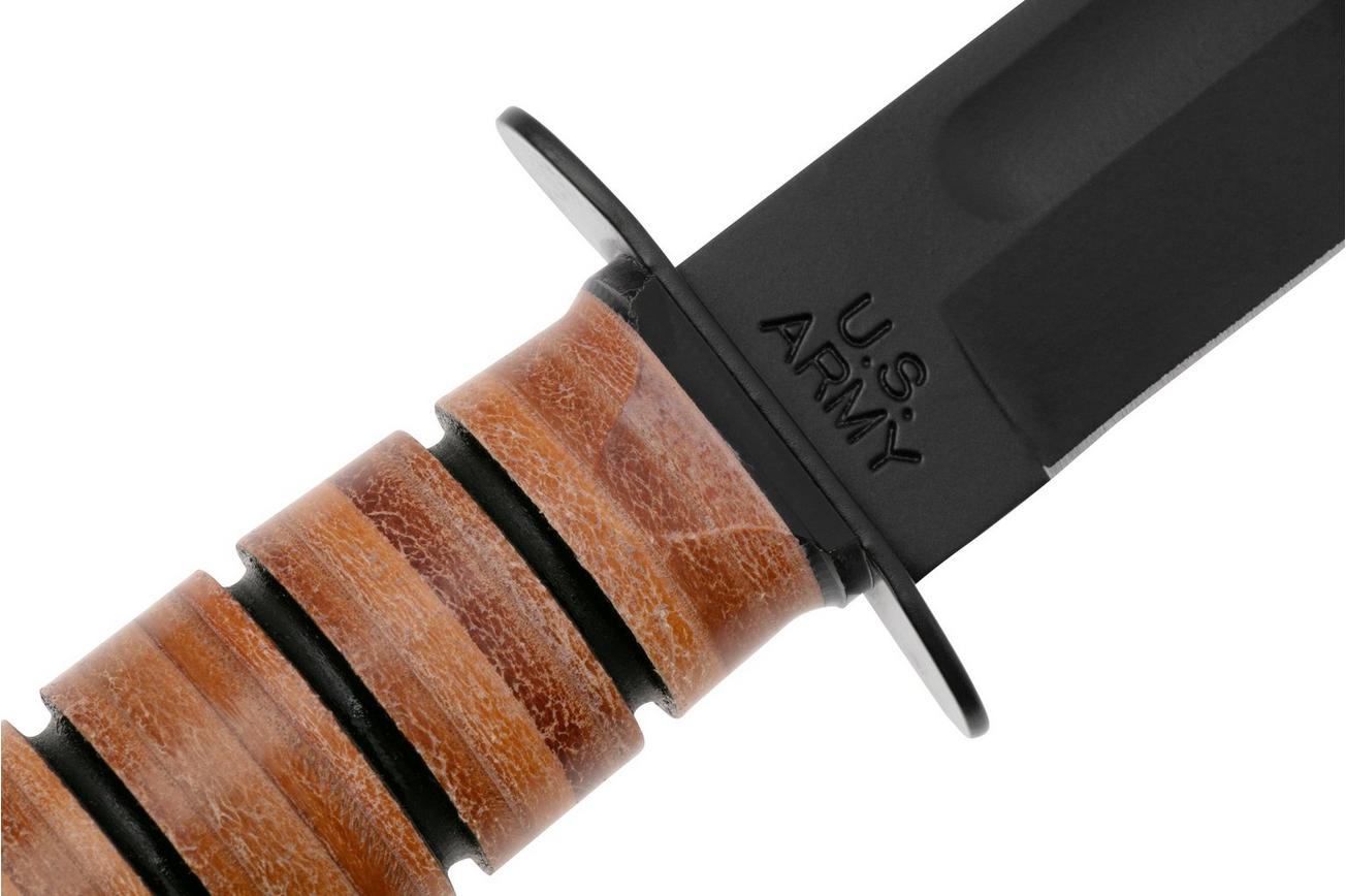 KA-BAR U.S. Army Knife 5020 Plain Edge, Leather, FRN foedraal, survivalmes