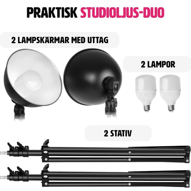 2 fotolys til digital og analog fotografering med pærer