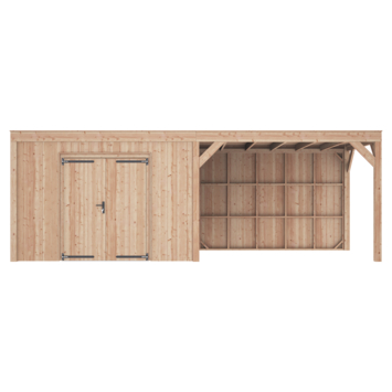 Tuinhuis met overkapping Douglas hout onbehandeld 695 x 255 cm