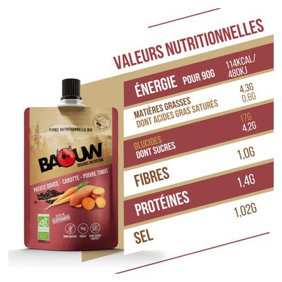 Purée énergétique Bio Baouw Patate Douce/Carotte/Poivre Timut - 90g