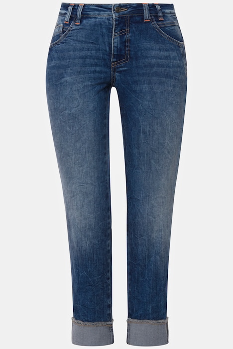 7/8-Slim-Jeans, 5-Pocket, Saum-Umschlag