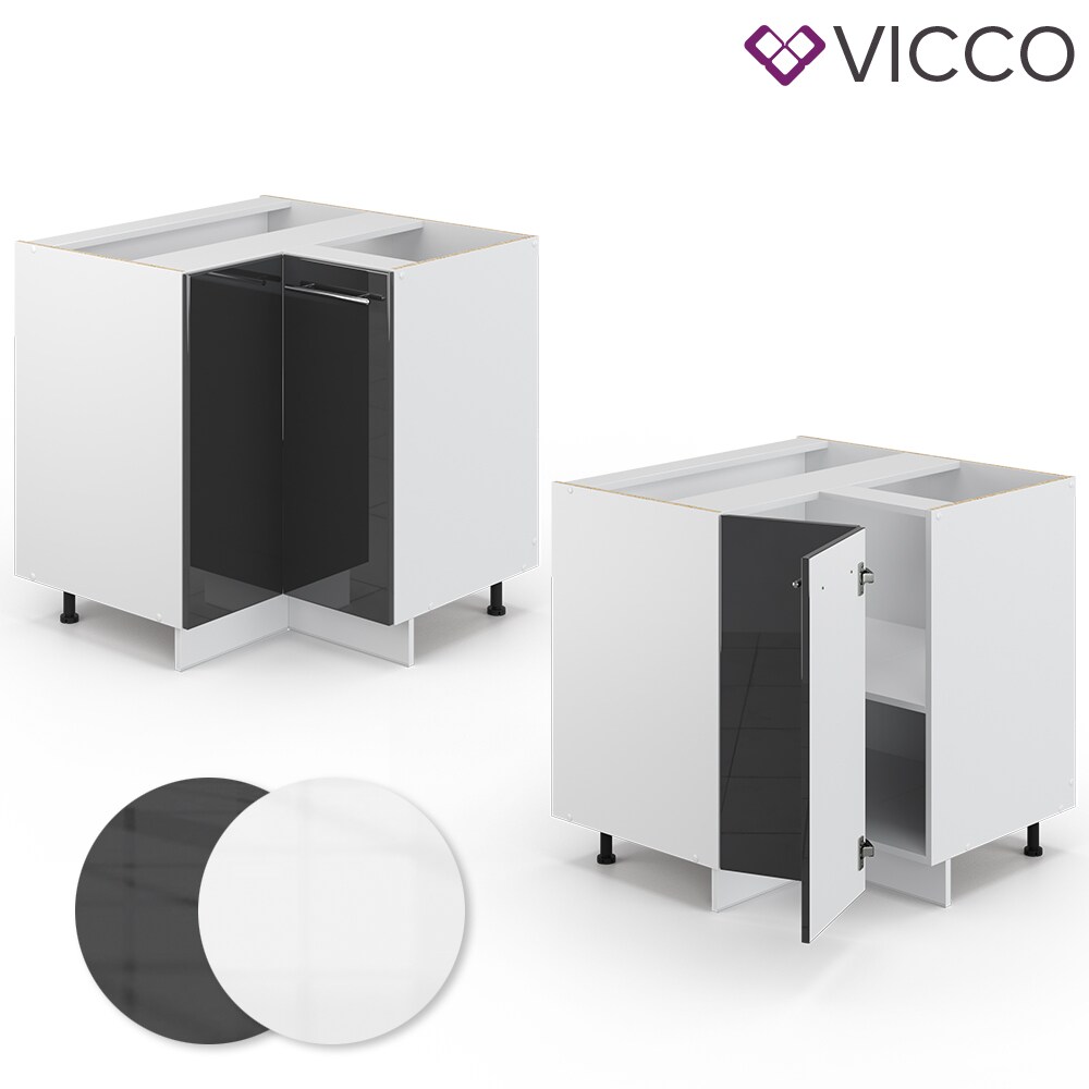 VICCO Eckunterschrank 87 cm Anthrazit Küchenzeile Unterschrank Fame