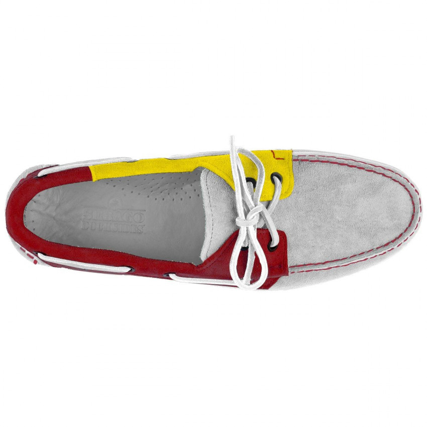 DOCKSIDES PORTLAND JIBFLAGS OFFWHITE RED YELLOW-Docksides Chaussures bateau pour homme tricolore