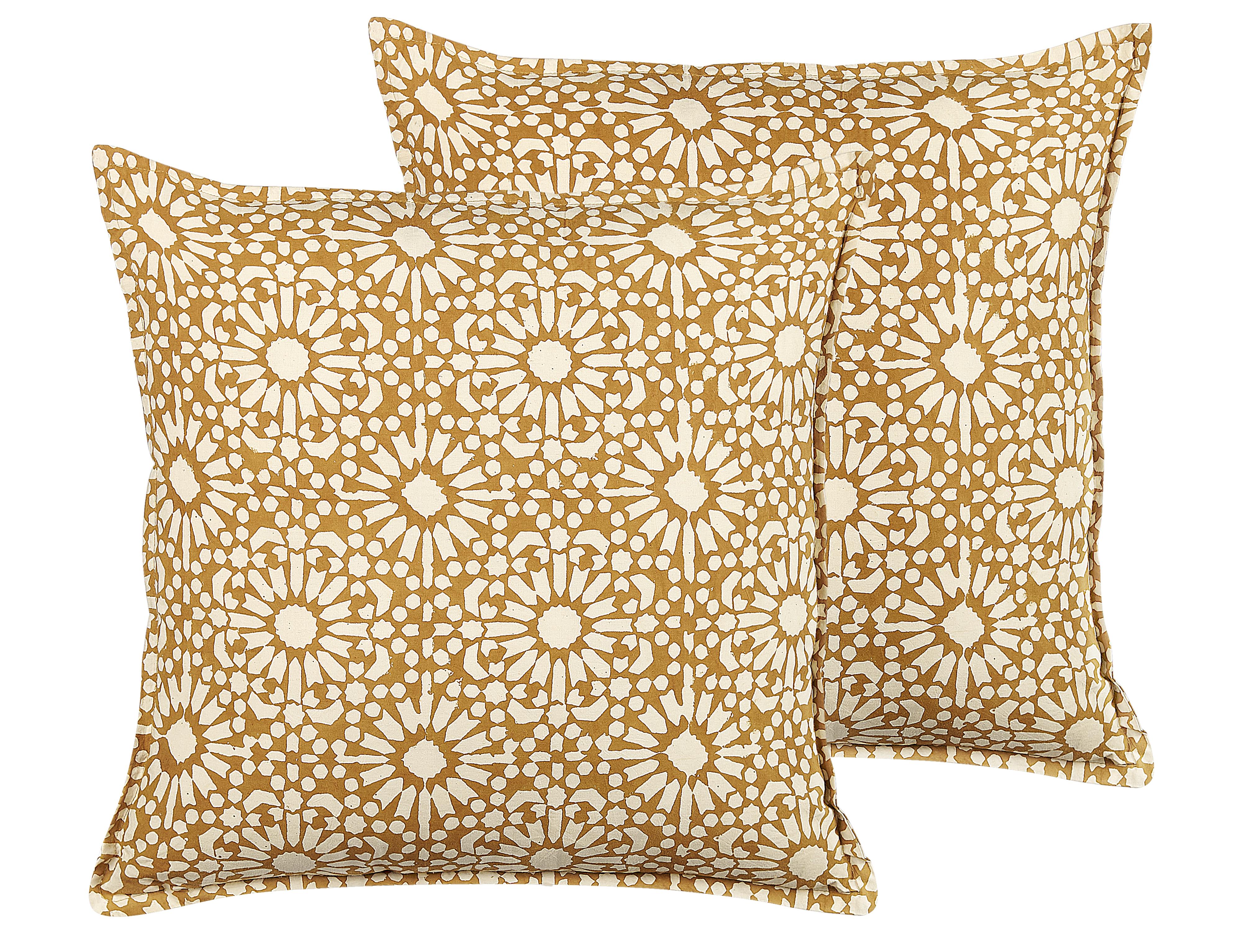 Set van 2 sierkussens CEIBA Katoen 45 x 45 cm Beige geometrisch patroon