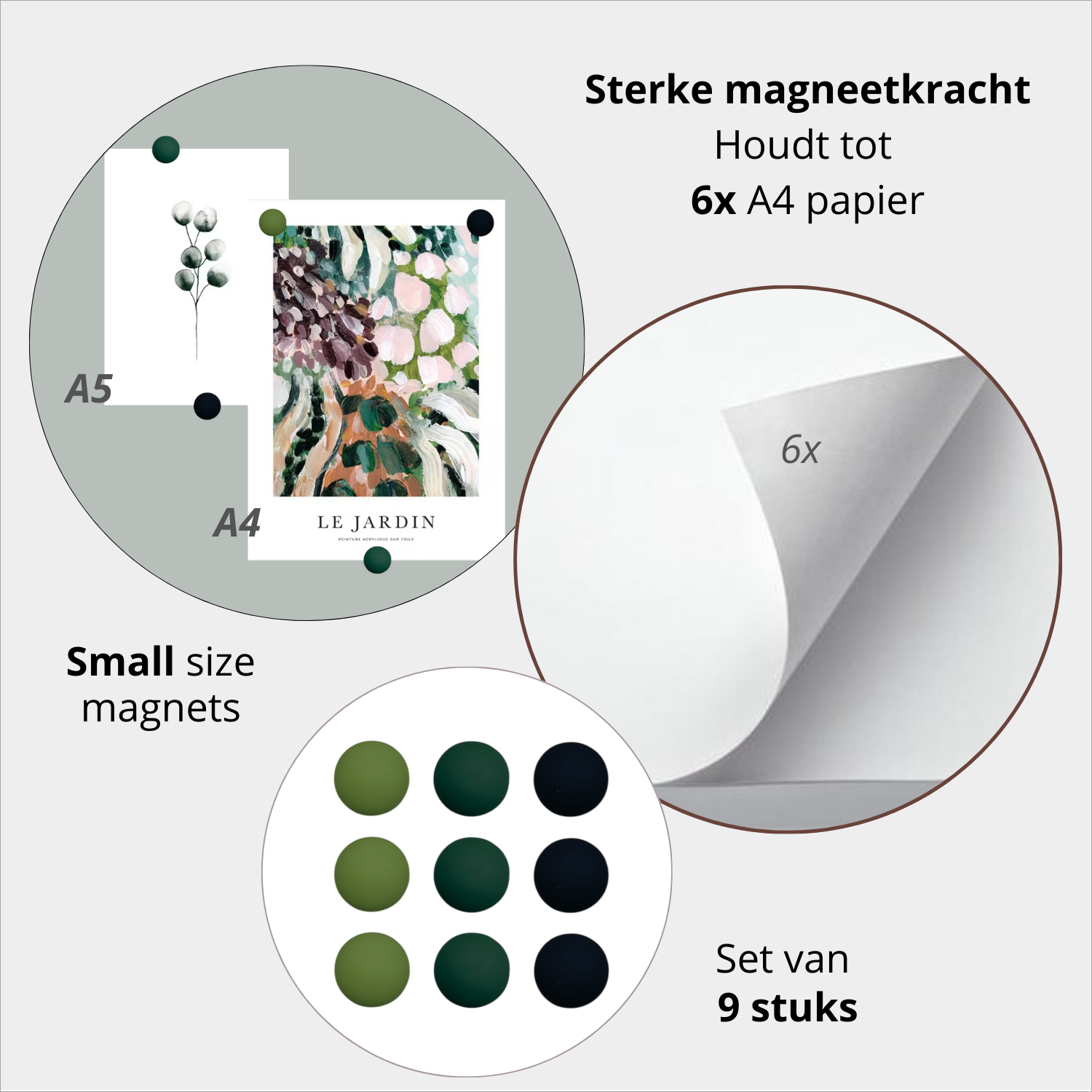 9x magneet - Apple/forest/black