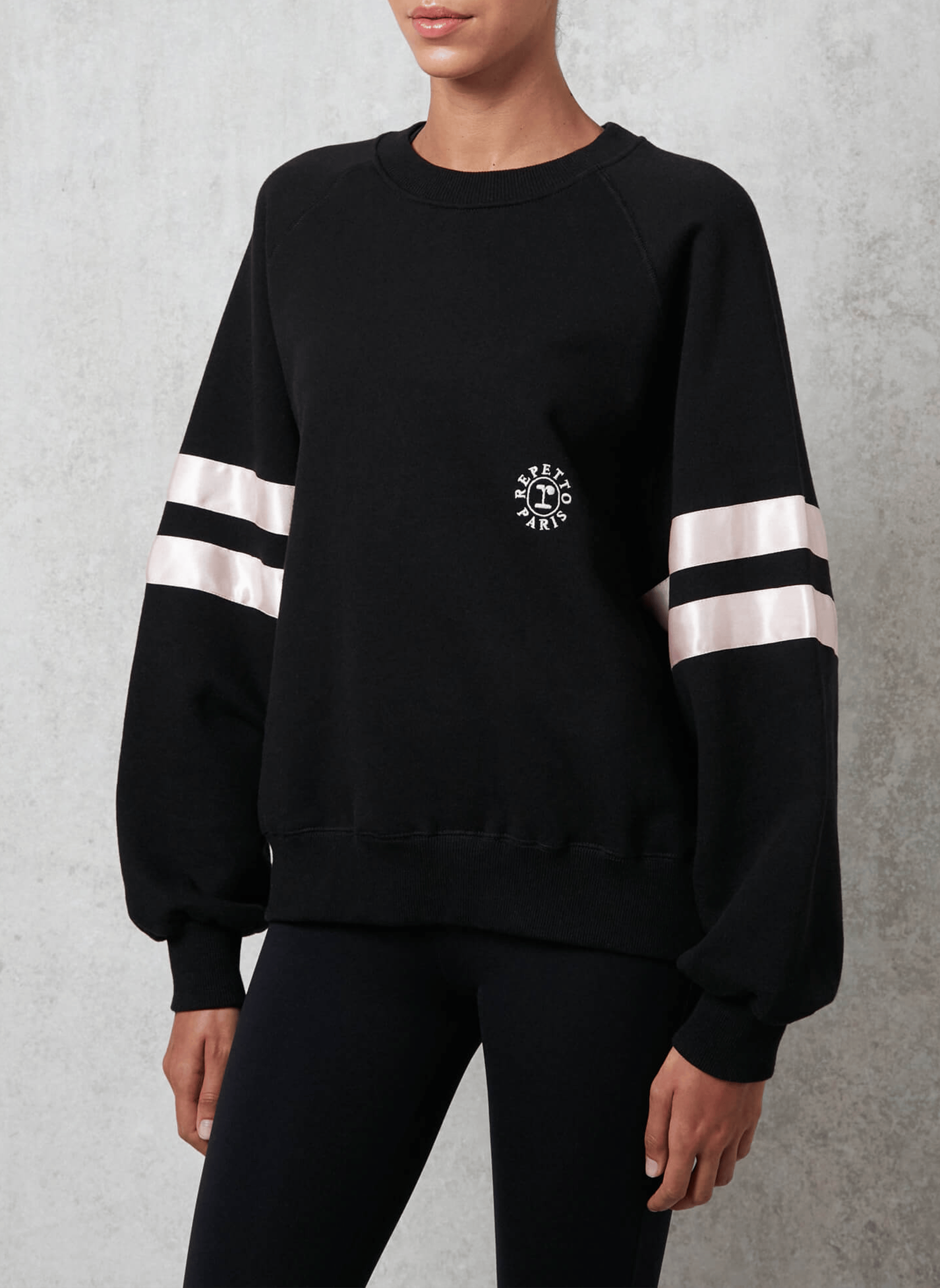Sweatshirt col zippé en coton mélangé | Noir