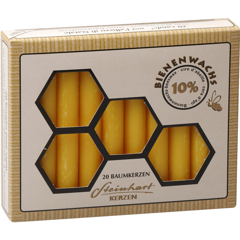 Steinhart Baumkerzen Bienenwachs, 20 Stück, gelb