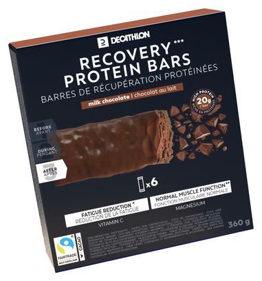 Barres de récupération protéinées Decathlon Nutrition Recovery Protein Chocolat au lait- 6x60g