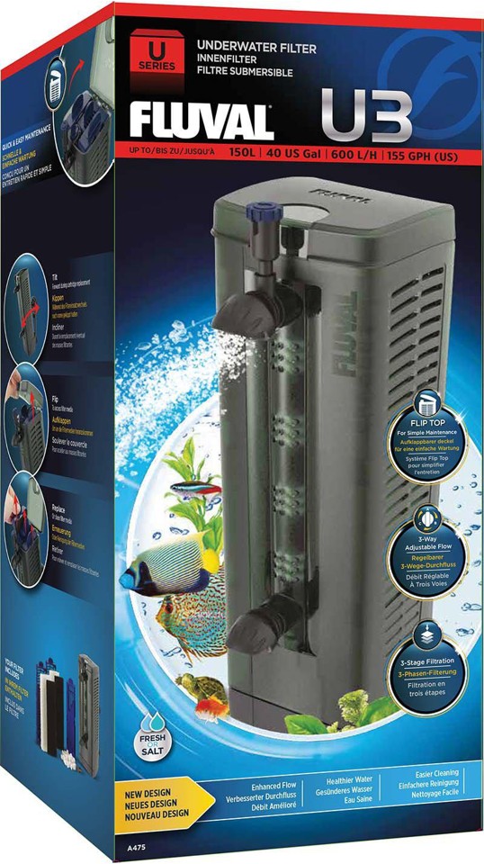 Fluval - Indvendig pumpe U3 600L/T Akvarier op til<150L
