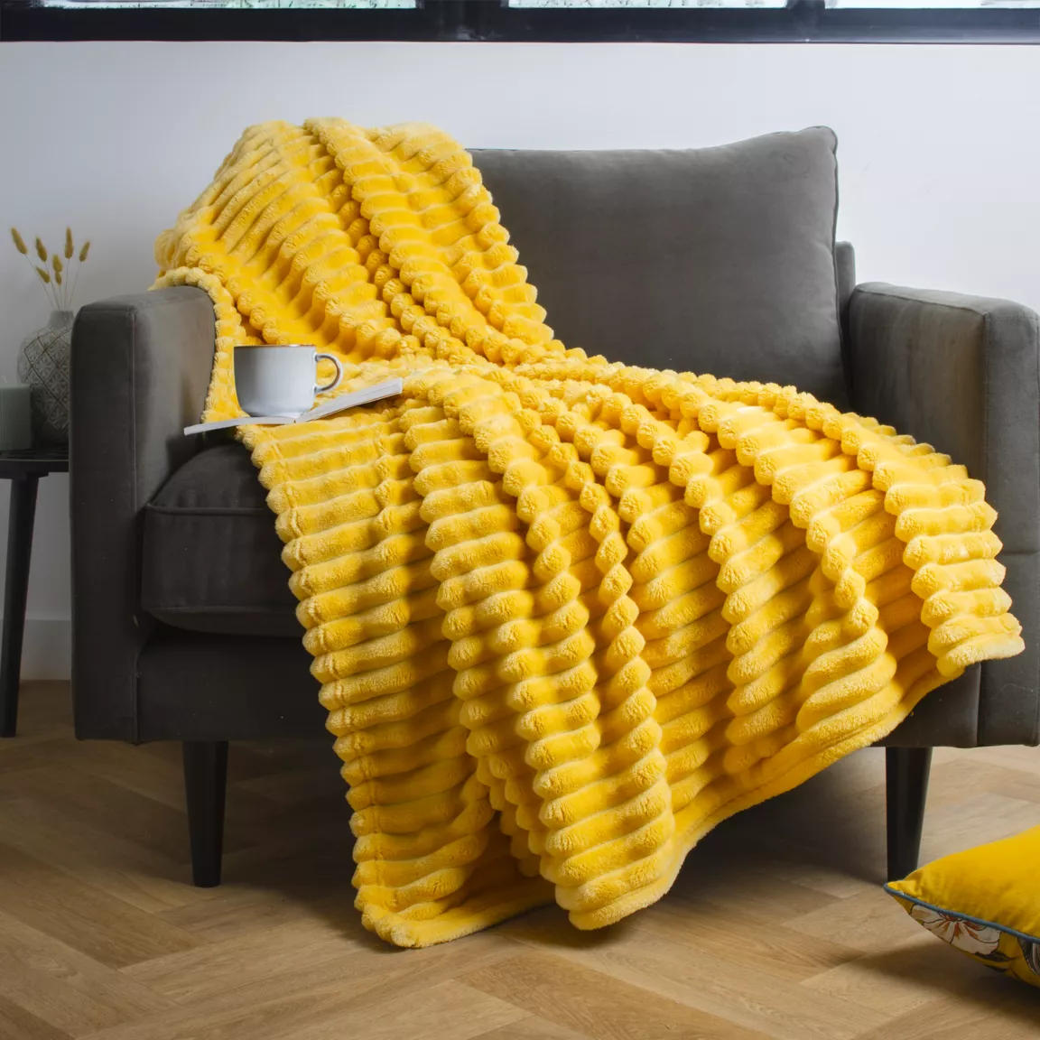 Plaid doux (125 x 150 cm) Dune Jaune