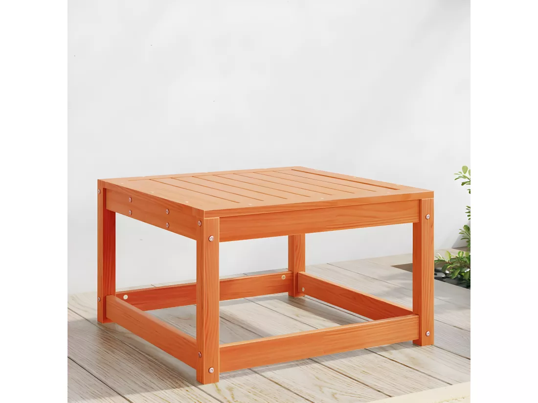 Repose-pied de jardin cire marron bois de pin massif