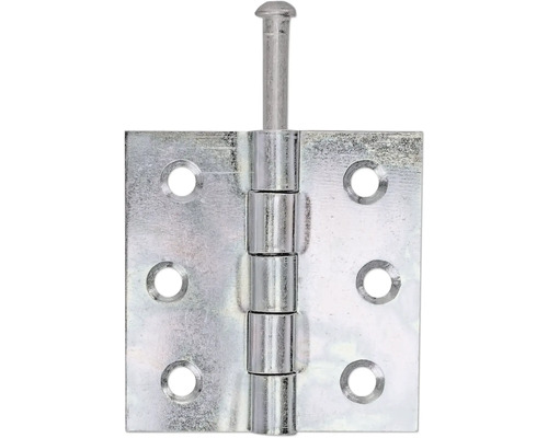 Vierkant scharnier met messing pen, 63,5 x 63 mm, sendzimir verzinkt