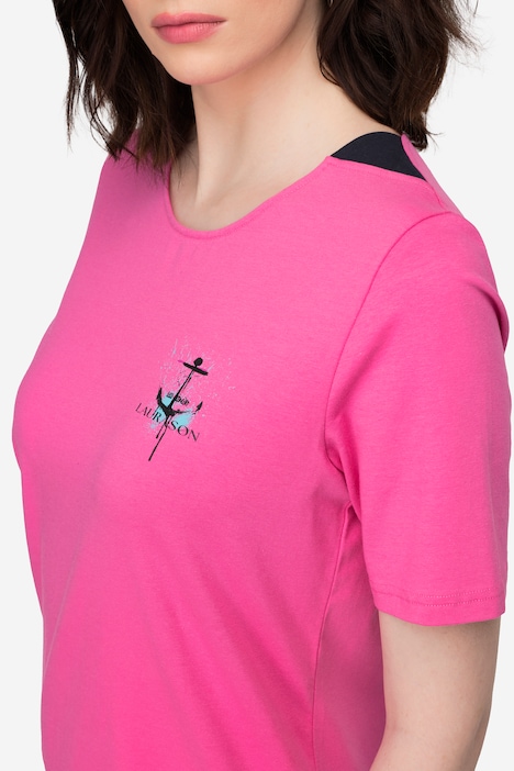 T-Shirt, U-Boot-Ausschnitt mit seitlichen Einsätzen, Halbarm