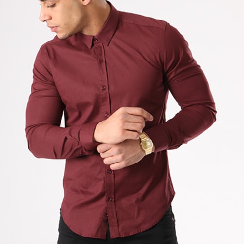 Chemise Manches Longues Slim Fit 401 Bordeaux