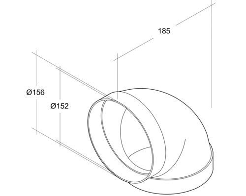 Rotheigner witte ronde buisbocht, nominale breedte 150 mm, 90 graden