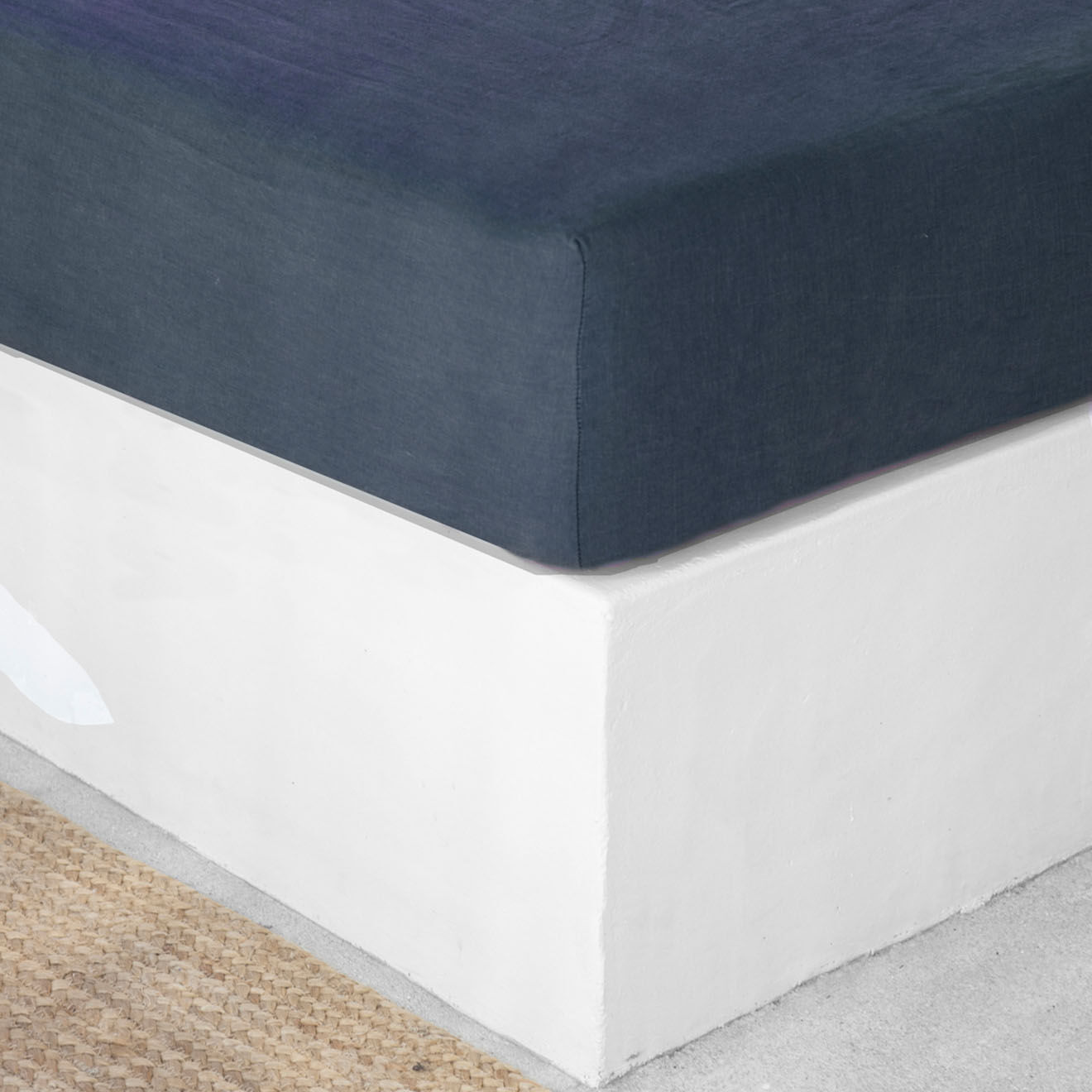Febronie Home Drap housse 100% Lin Hortense bleu nuit