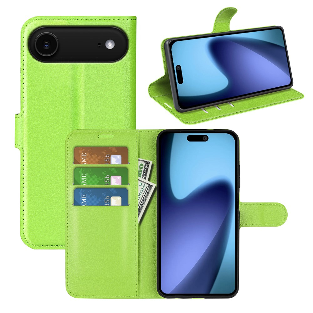 iPhone Air Leder Tasche Flip Cover Litchi Look - Grün