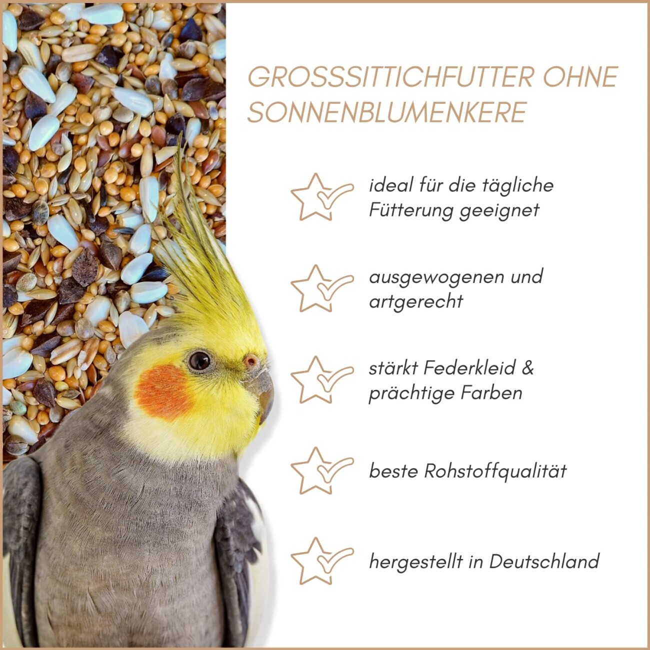 Supravit Großsittiche Spezial - Alleinfutter für Ziervögel & Papageien ohne Sonnenblumenkerne 2,5 kg