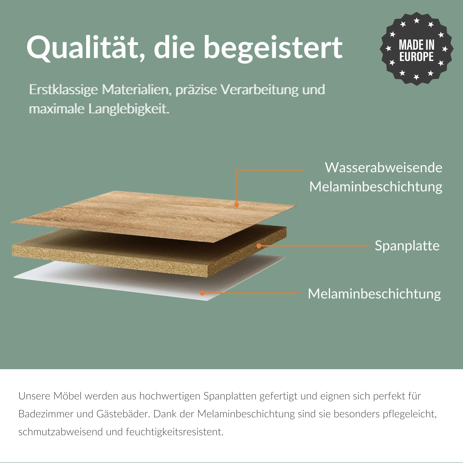 Planetmöbel Badmöbel Set Waschtisch mit Unterschrank 40 x 60 x 29 cm mit Spiegelschrank 40 cm für Badezimmer, Gäste WC & Bad, Gold Eiche