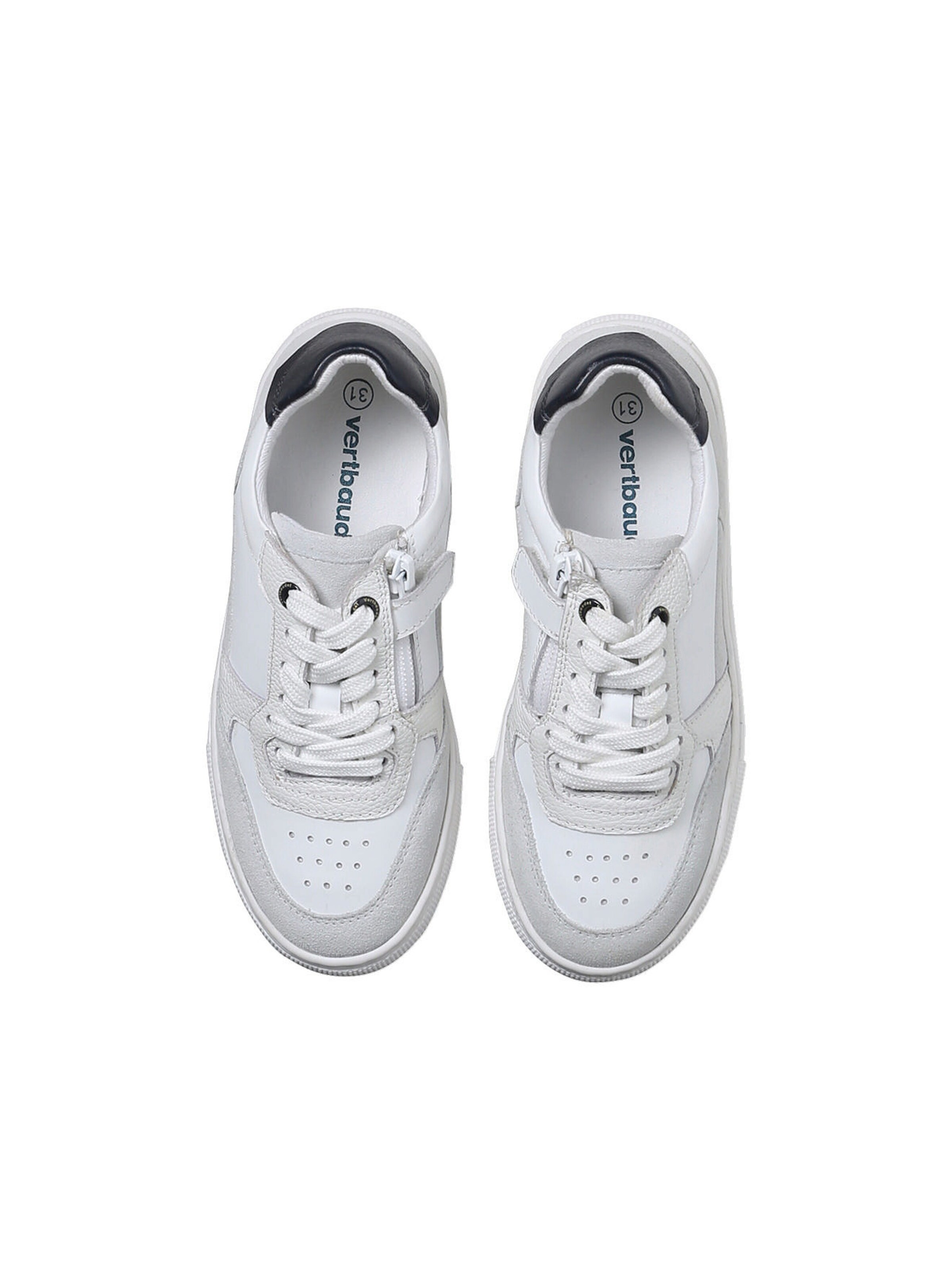 Vertbaudet Kinder Klett-Sneakers aus Leder mit Anziehtrick set weiß