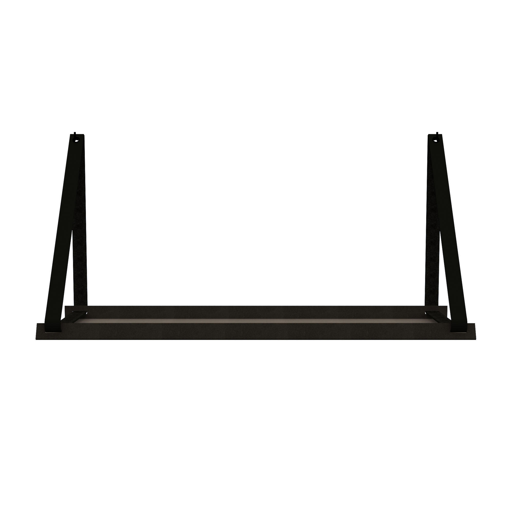Stalen wandplank 70x20cm - incl. leren plankdragers Stalen wandplank met leren plankdragers - Zwart