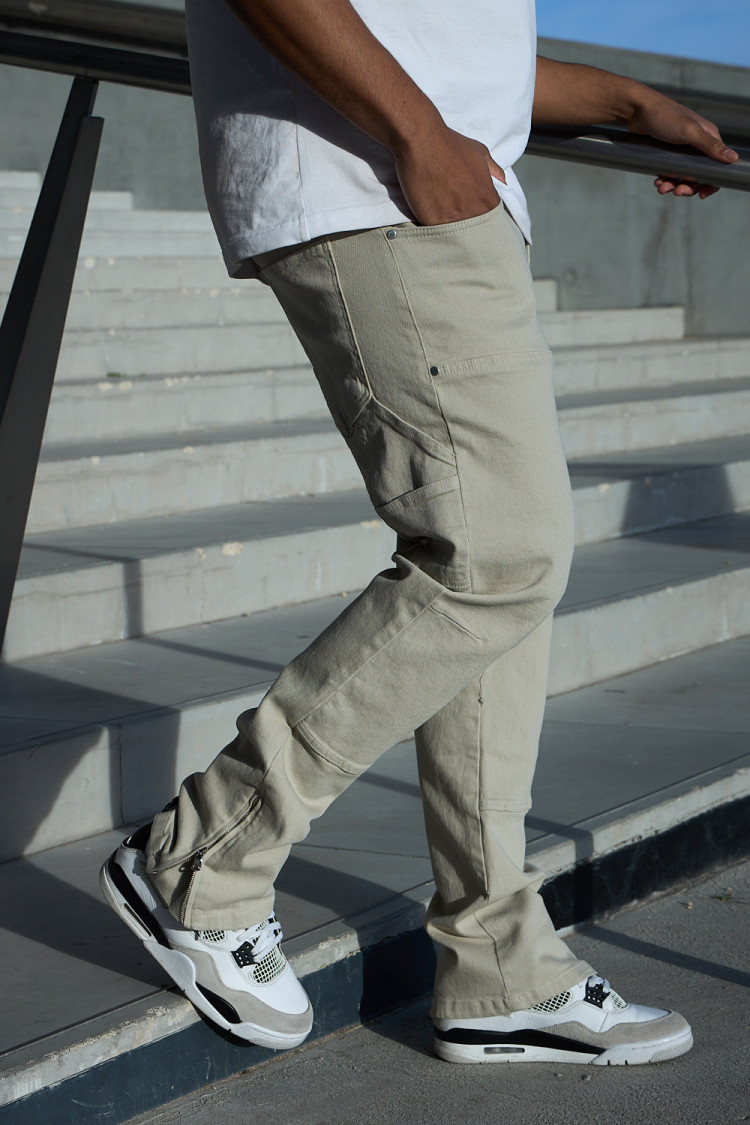 Jean beige foncé à empiècement