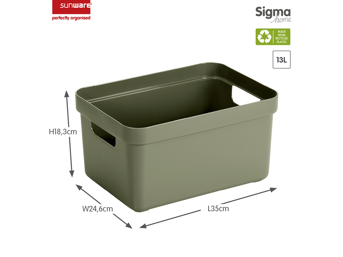 Sunware Sigma home 13 liter Darkgreen opbergbox - Set van 6