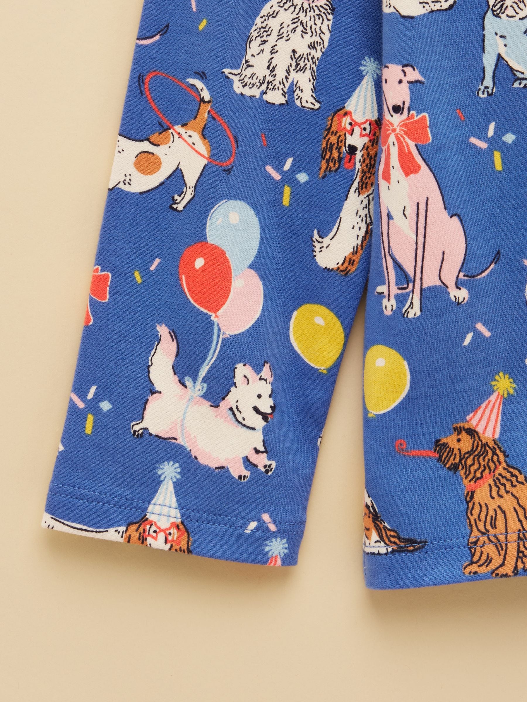 Blauw met honden - Joules Girls' Harbour Long Sleeve Jersey Top