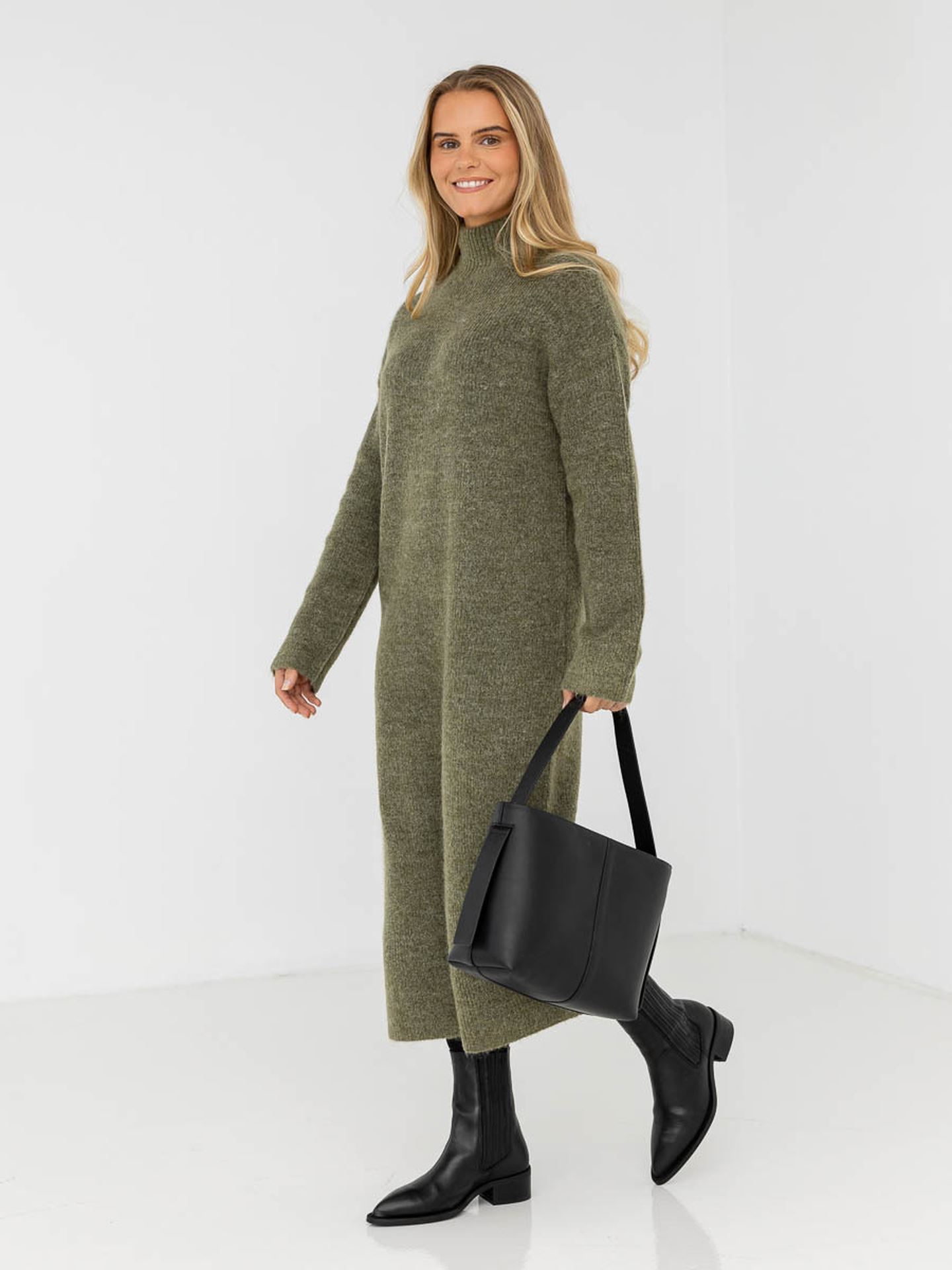 Maline Long Sleeve Knit Dress High Neck
