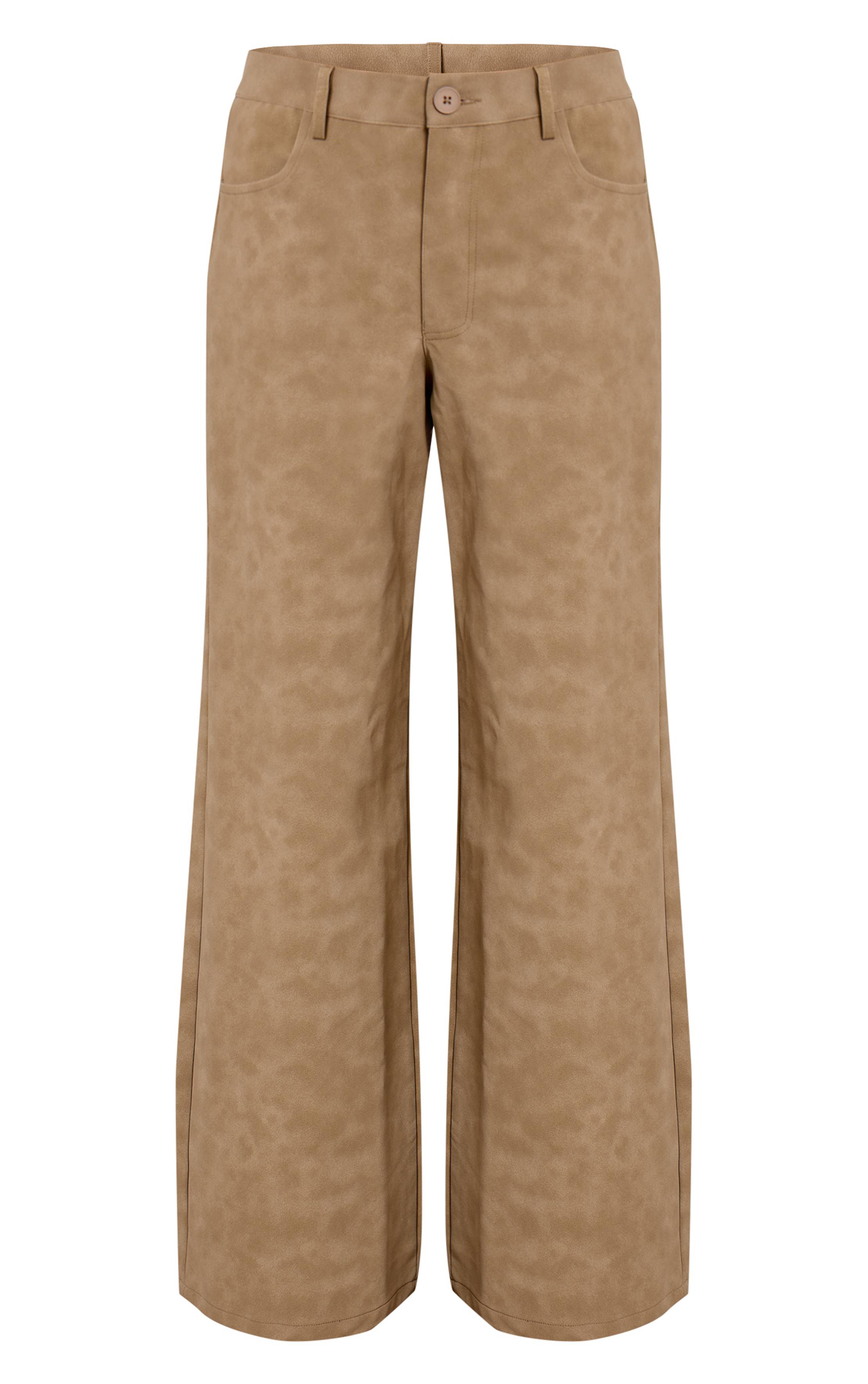 Gris Pierre Pantalon Large En Synthétiquecuir Délavé Ensemble Coordonné