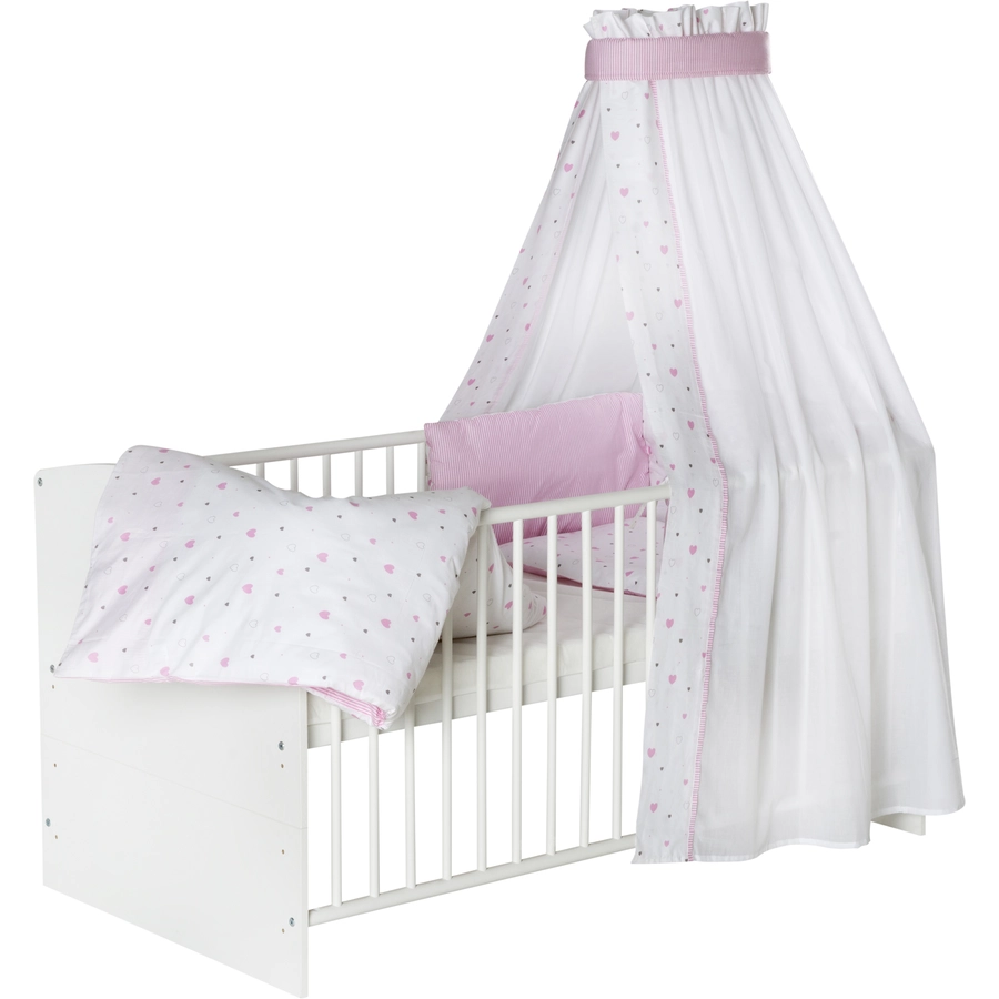 Schardt Bettset 4-teilig 100 x 135 cm Herzchen rosa