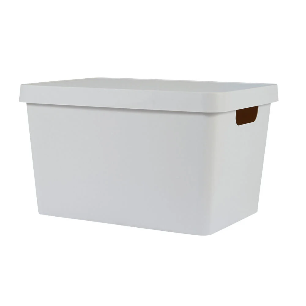 Boîte de rangement avec couvercle beige 17 L