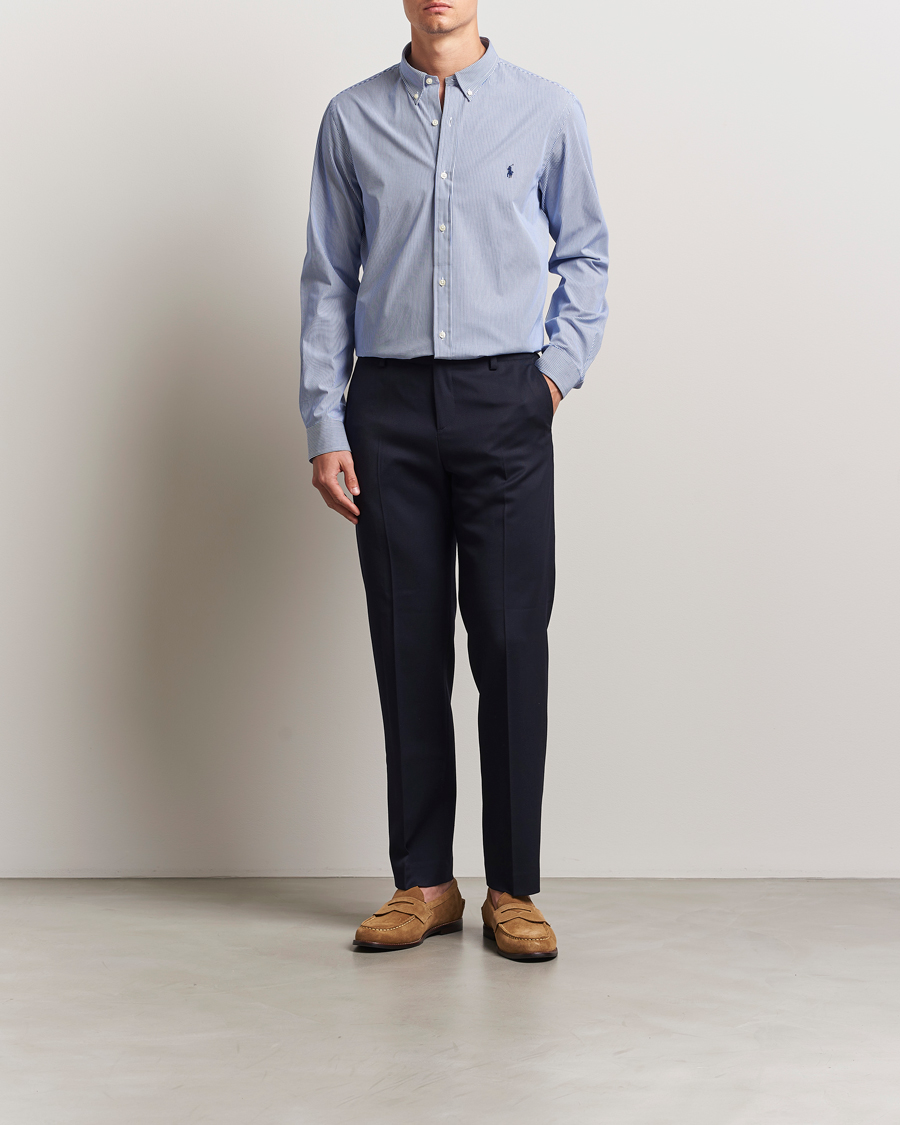Polo Ralph Lauren Slim Fit Poplin Shirt Blue/White Hairline Stripe