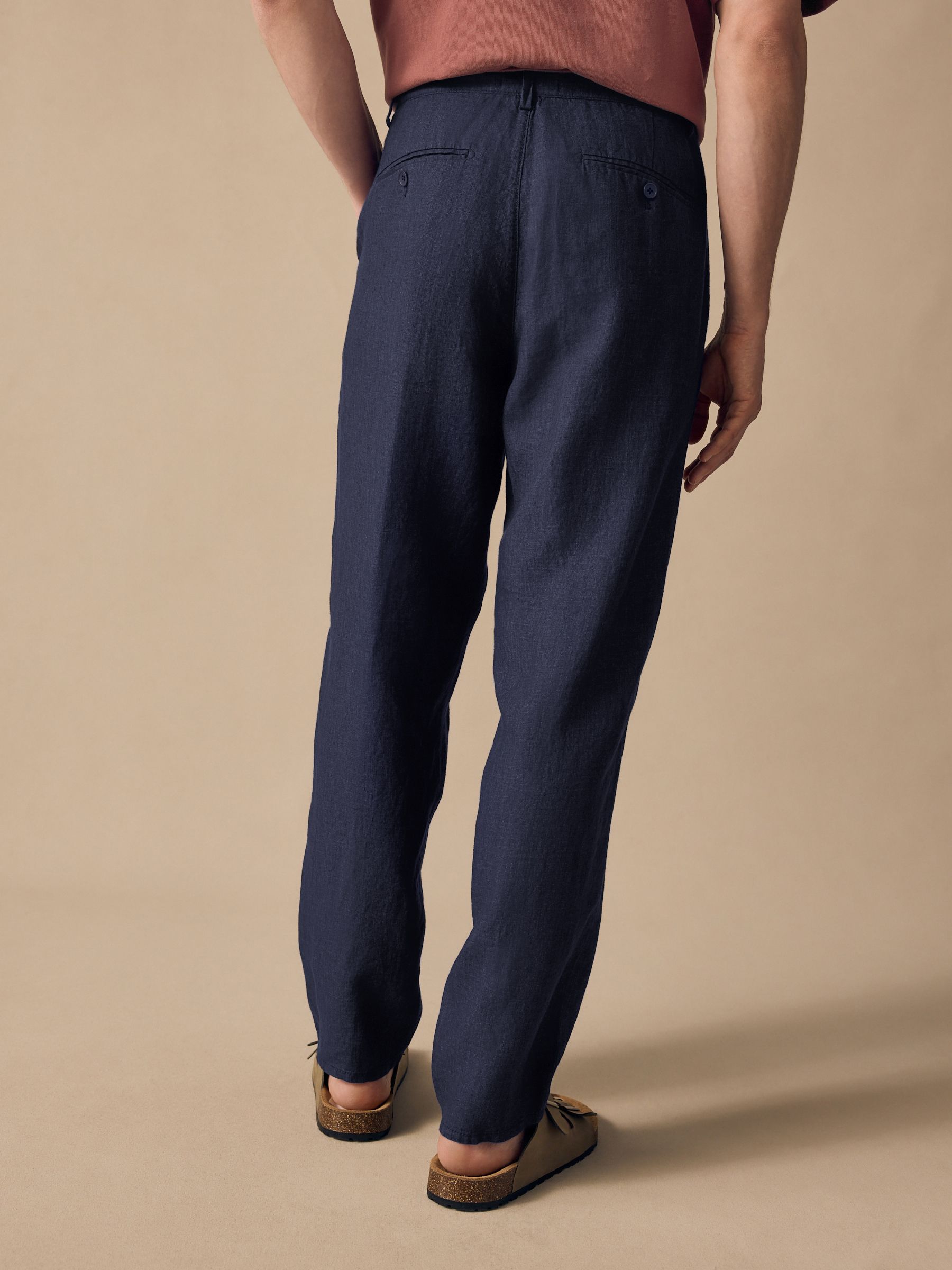 Marineblauw - 100% linnen Signature chino broek
