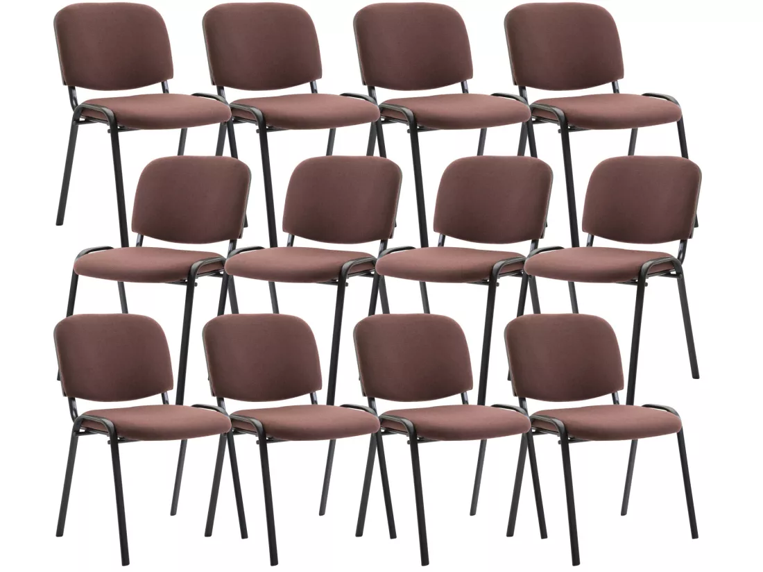 Lot de 12 Chaise de conférence - Tissu & Métal - Marron - Ken