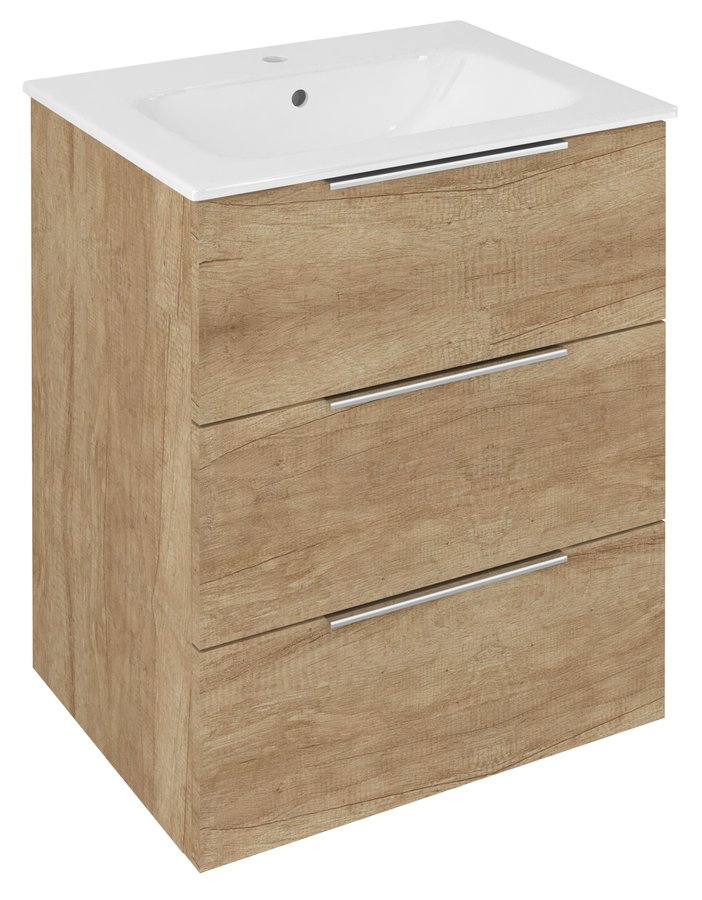 Sapho Cirasa wastafel onderkast 59x46x75cm met 3 lades eiken