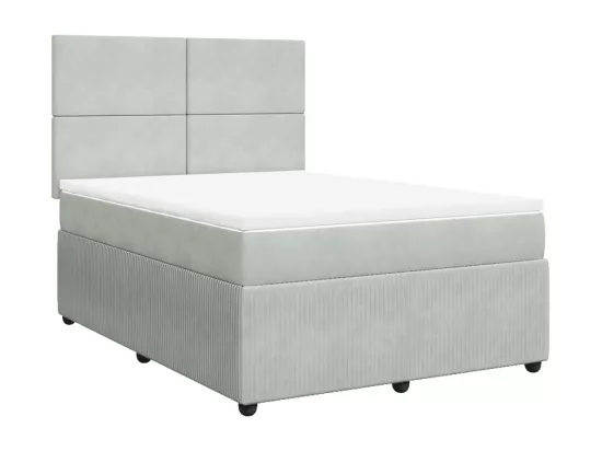 Sommier à lattes de lit et matelas Gris clair 140x190cm Velours