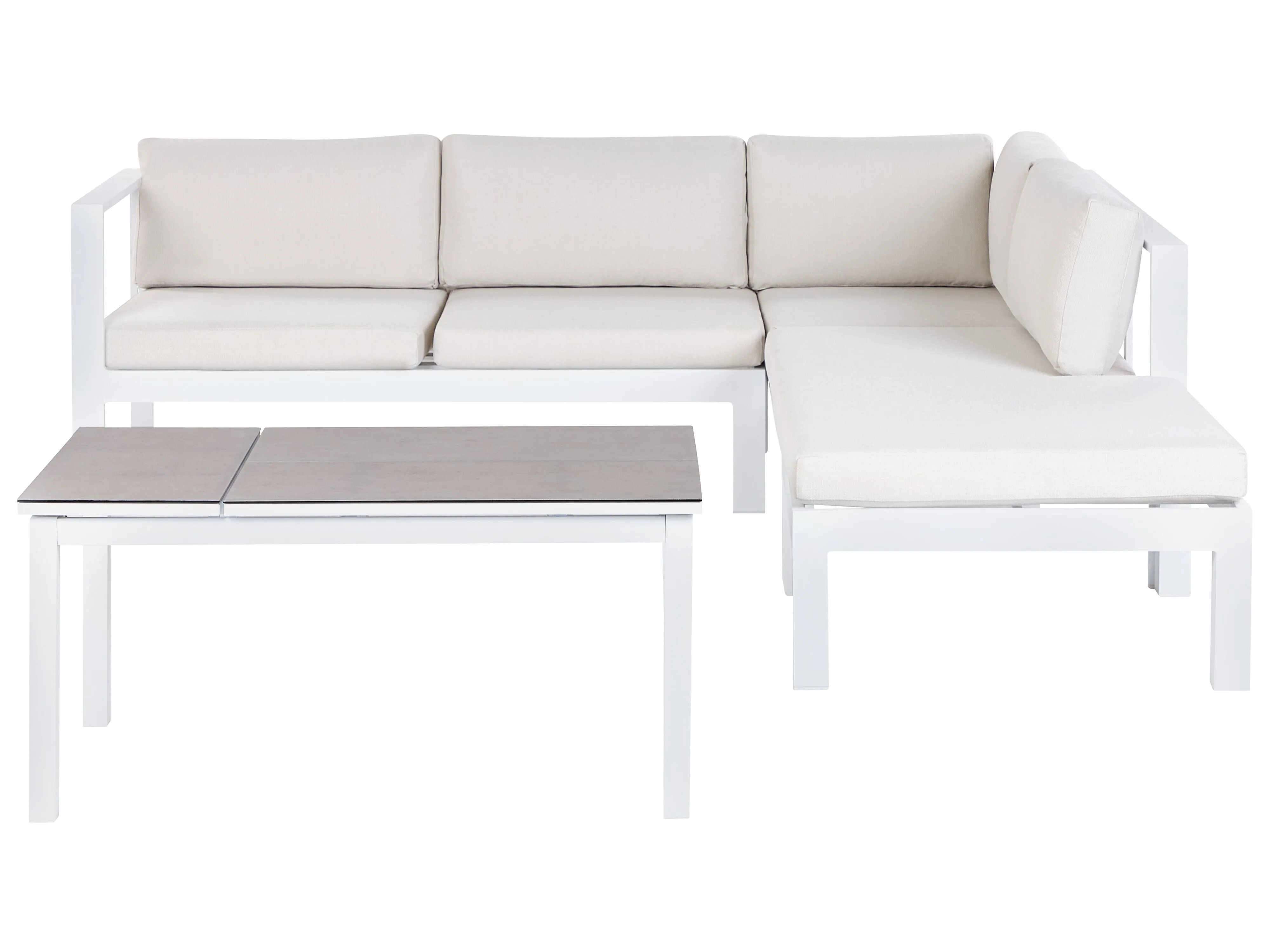 Tuin hoekloungeset met tafel 5-zits MESSINA linkszijdig Metaal Gebroken wit