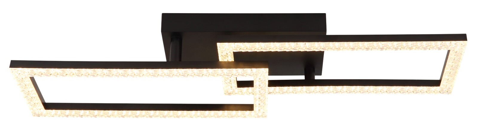 LED-Deckenleuchte - schwarz matt - Kunststoffkristalle - 2-flammig