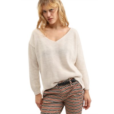 Pull femme Maille Unie Col V Asymetrique PLEASE