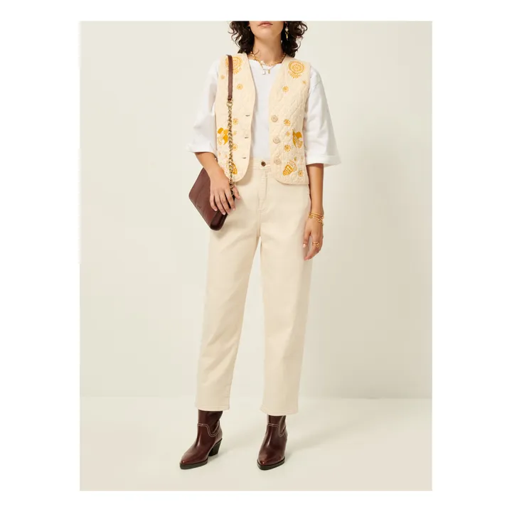 Sessùn Veste Sans Manches Brodée Charlezie | Ecru