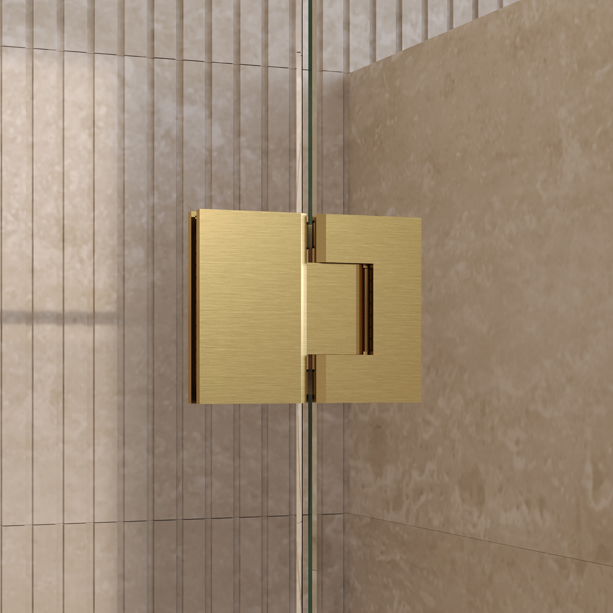 Brauer Void Carving profielloze nisdeur 130cm met draaideur 60cm aan glas messing geborsteld PVD