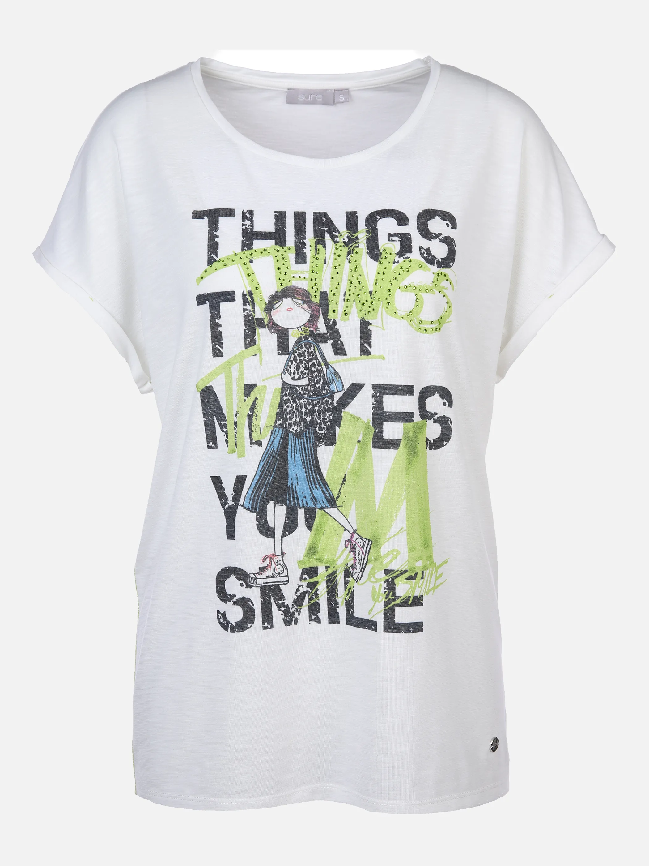 Damen Shirt mit Print und Glitzersteinchen
