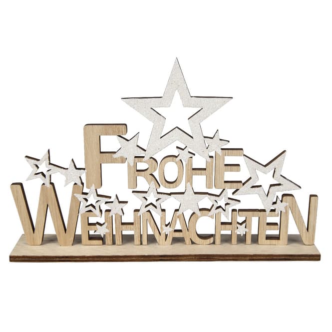 Deko-Schriftzug - Frohe Weihnachten - aus Holz - ca. 21,5 x 4 x 13,5 cm