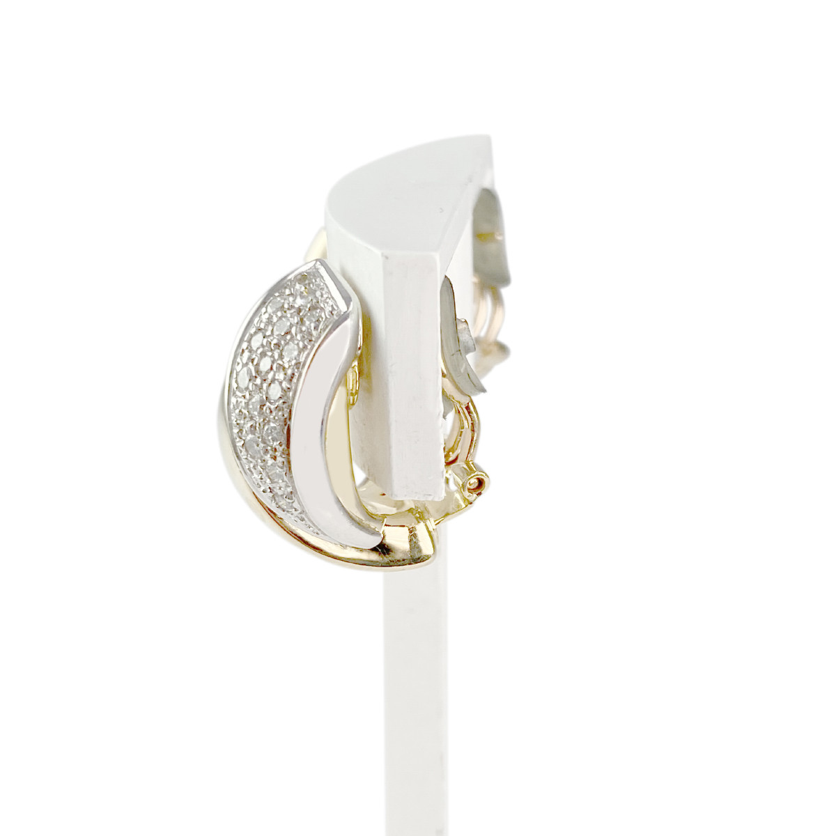 Boucles d'oreilles d'occasion or 750 jaune 2 tons diamants
