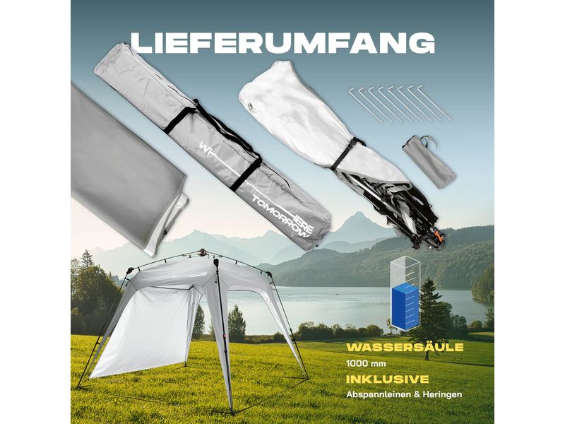 Where tomorrow Pavillon Pop Up - Hellgrau Outdoor-Pavillon mit Seitenschutz