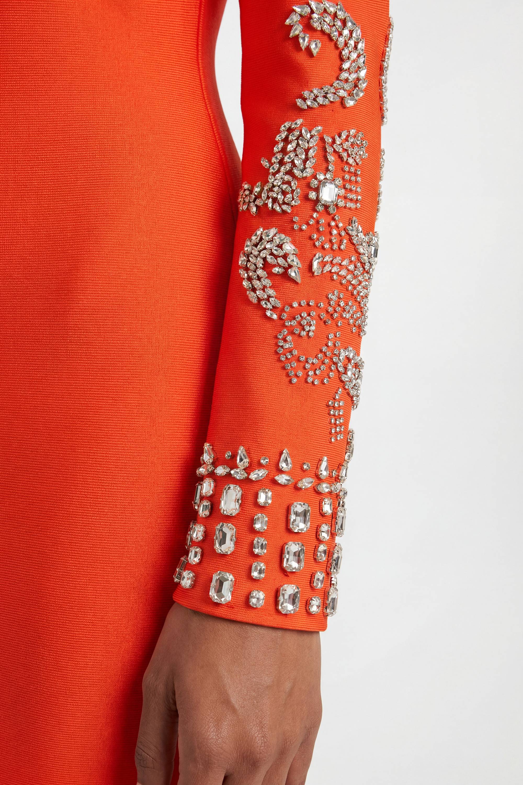KarenMillen Robe Midi Moulante En Maille Bandage À Manches Larges Ornées