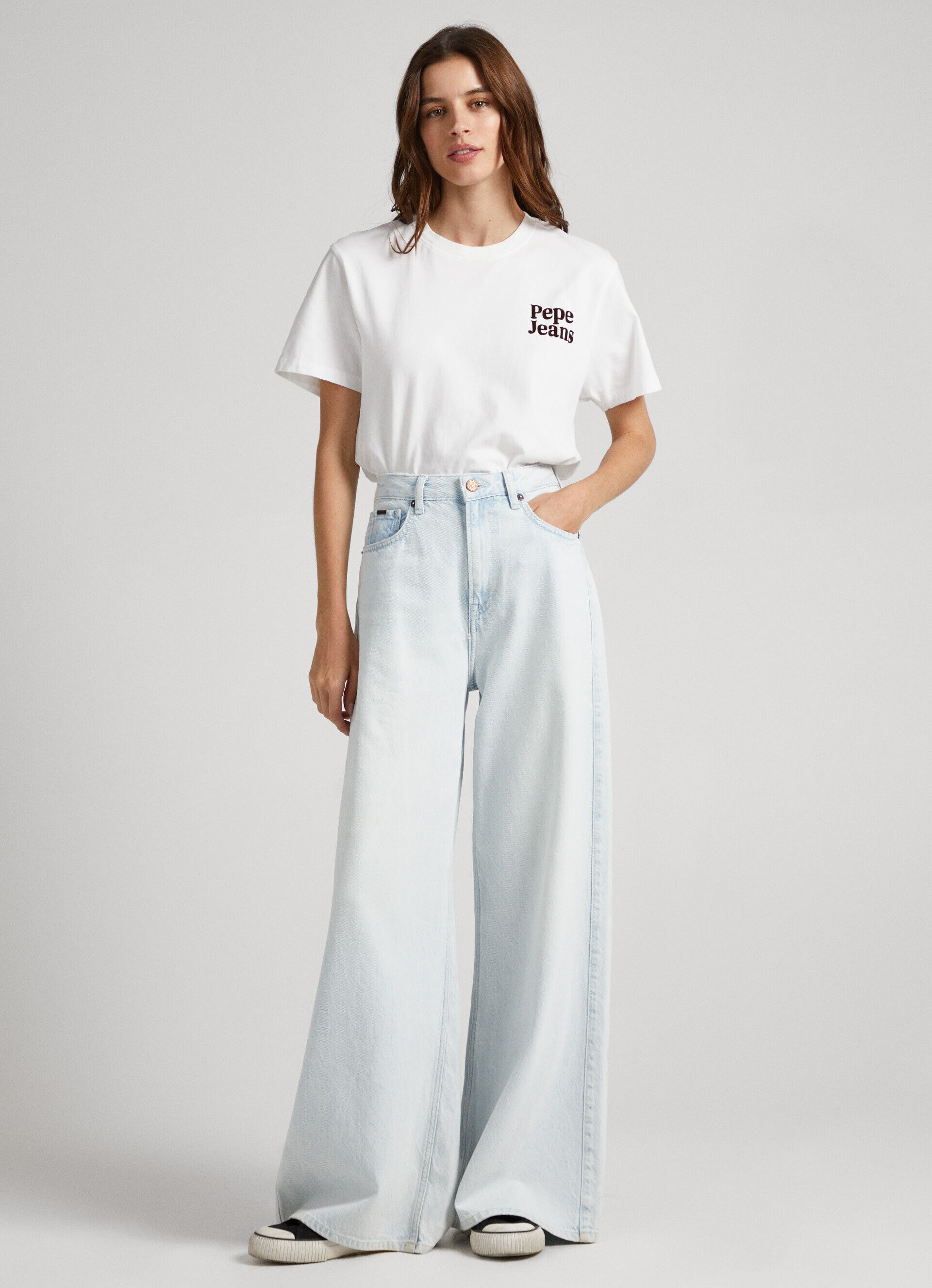 Calça jeans JAIMY de cintura alta e modelagem ampla - jeans